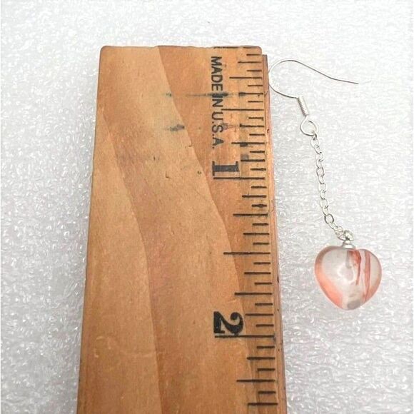 Fire Quartz Heart Dangle Earrings - Silver - Picture 4 of 5